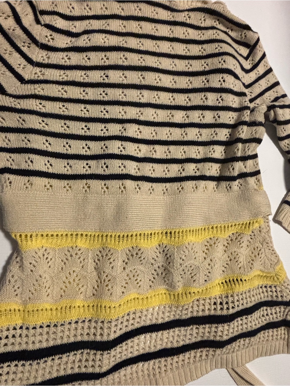 Suzy Shier Striped Pointelle Tie-Waist Cardigan Size XL fits like Large - Picture 6 of 6
